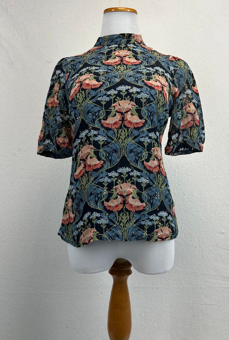 Meadow Rue for Anthropologie "Basilique" Top Dark Floral Art Nouveau SZ 6